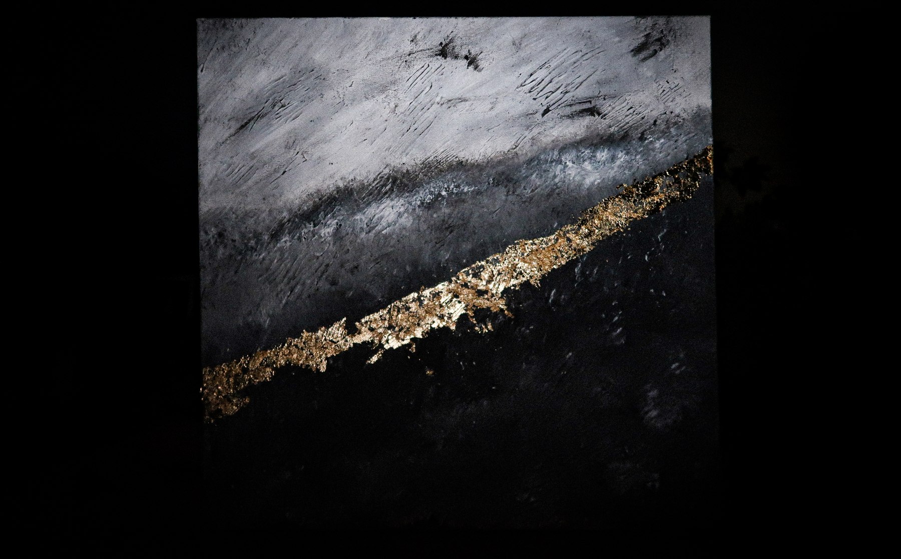 Gold Edge Art — schilderij in wit, zwart en goud